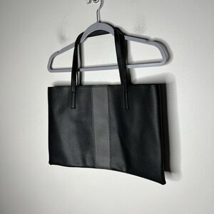 Vince Camuto Black/Grey Vegan Leather Pebble Texture Laptop Computer Tote